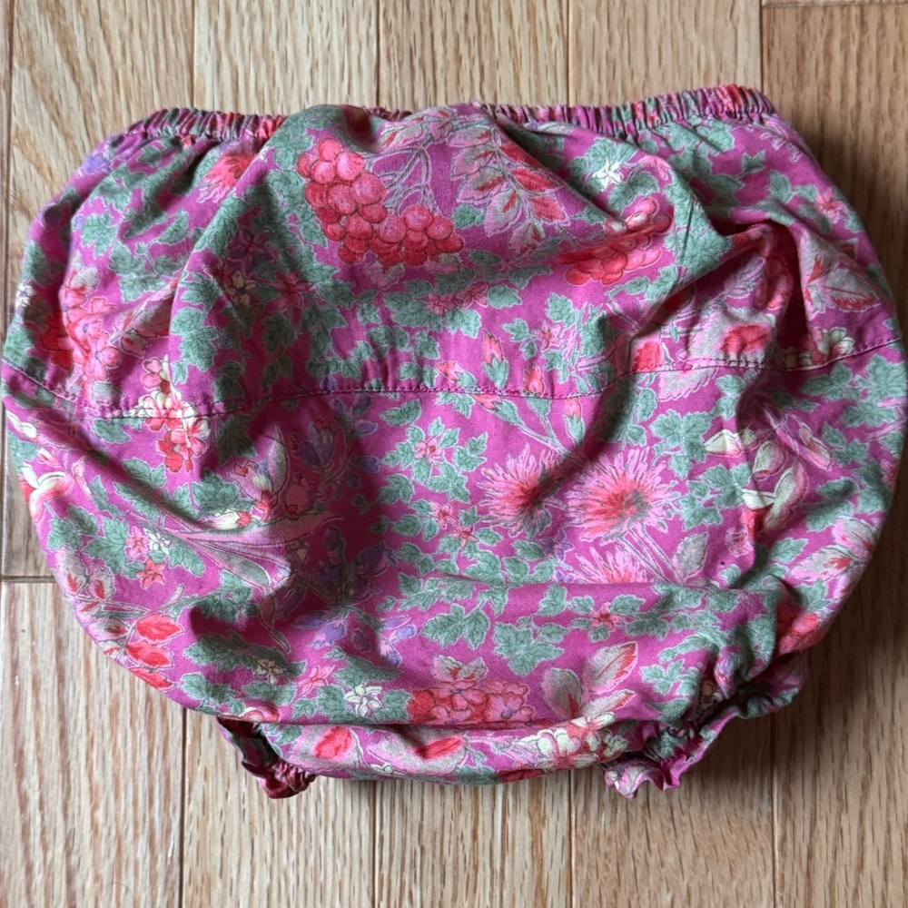 April Cornell Pink and Green Floral Dress and Bloomers, Baby Girl 12-18mos - Picture 9 of 10